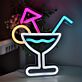 Cocktailglas mit Strohhalm und Sonnenschirm LED-Neonschild für Bar und Party