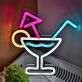 Cocktailglas mit Strohhalm und Sonnenschirm LED-Neonschild für Bar und Party