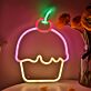 Cupcake mit Kirsche LED-Neonschild für Café Küche