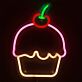 Cupcake mit Kirsche LED-Neonschild für Café Küche