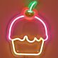 Cupcake mit Kirsche LED-Neonschild für Café Küche