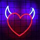 Herz mit Teufelshörnern LED-Neonschild für Bar Club