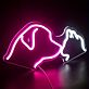 Hund und Katze Nase an Nase als LED-Neonschild