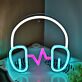 Kopfhörer mit Musikfrequenz LED-Neonschild Wohnzimmer Musikstudio