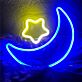 Brighten Up Your Nights: Moon And Star LED Neon Sign for Dreamy Home Decor, Romantic Weddings, and Enchanting Bar Ambiances.