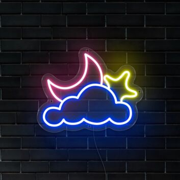 Mond Wolke und Stern LED-Neonschild Schlafzimmer Kinderzimmer