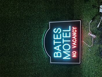 Brighten Your Bar, Office, or Home Decor with the Unique Bates Motel No Vacancy LED Neon Sign.