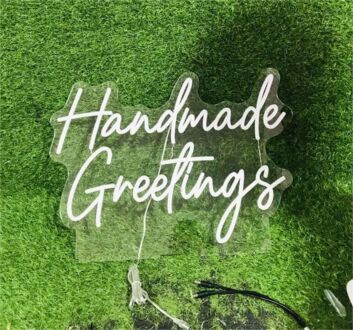 Handmade Greetings LED-Neonschild für Wohnzimmer Atelier