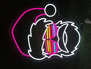 Gesicht mit Sonnenbrille und Mütze LED-Neonschild für Bar Club