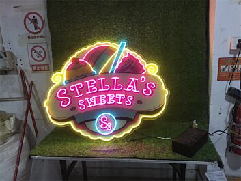 Brighten Up Your Cake Shop, Wedding, or Birthday Bash with Stella's Sweets Cake Shop UV Custom LED Neon Sign