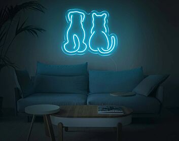 Hund und Katze Silhouette LED-Neonschild Wohnzimmer