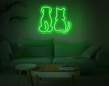 Hund und Katze Silhouette LED-Neonschild Wohnzimmer