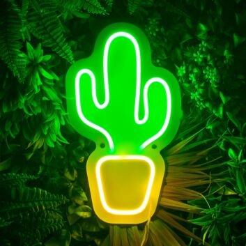 Kaktus im Blumentopf LED-Neonschild Wohnzimmer Büro