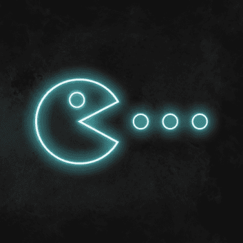 Pac-Man Figur mit Punkten LED-Neonschild Gamingzimmer