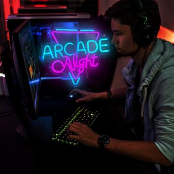 Arcade Night LED-Neonschild für Gamingzimmer und Spielhalle