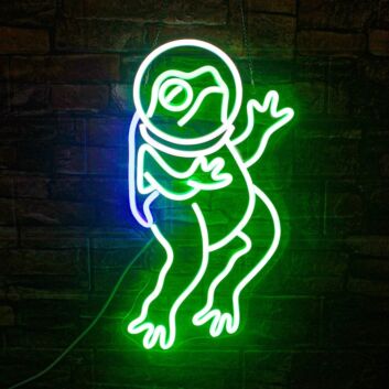 Frosch im Astronautenanzug LED-Neonschild für Kinderzimmer