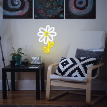 Gänseblümchen LED-Neonschild für Wohnzimmer und Home Office