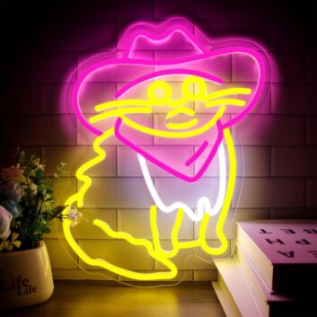 Katze mit Cowboyhut LED-Neonschild für Wohnzimmer Heimkino