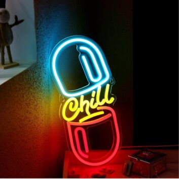 Chill Kapsel LED-Neonschild für Lounge und Wohnzimmer