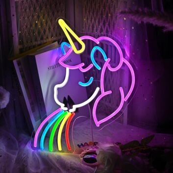 Einhorn mit Regenbogen LED-Neonschild Wohnzimmer Kinderzimmer