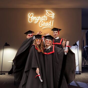 Congrats Grad! LED-Neonschild für Abschlussfeier Schule
