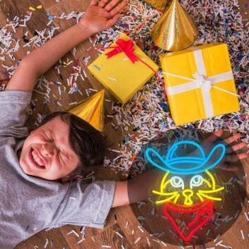 Cowboy Katze LED-Neonschild Wohnzimmer Bar