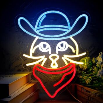 Cowboy Katze LED-Neonschild Wohnzimmer Bar