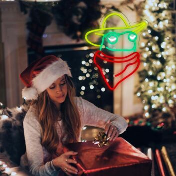 Frosch mit Cowboyhut und Halstuch LED-Neonschild Wohnzimmer Bar