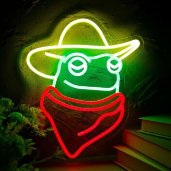 Frosch mit Cowboyhut und Halstuch LED-Neonschild Wohnzimmer Bar