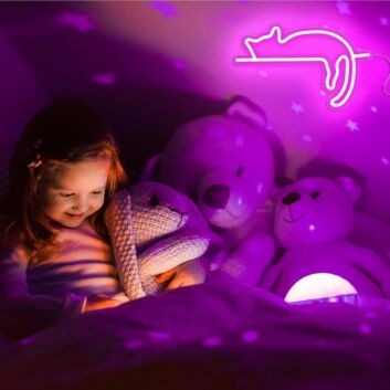 schlafende Katze LED-Neonschild für Kinderzimmer und Schlafbereich
