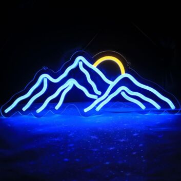 Berglandschaft mit Sonne als LED-Neonschild