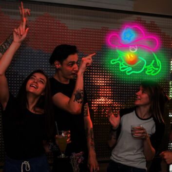 Cowboyhut mit Schnurrbart LED-Neonschild für Bar Club