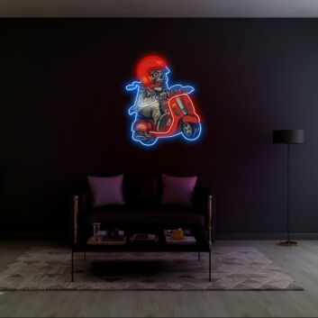 Skelett auf Motorroller LED-Neonschild Wohnzimmer Bar