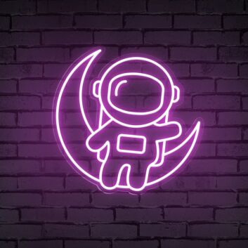 Astronaut auf Mond LED-Neonschild für Kinderzimmer Wohnzimmer