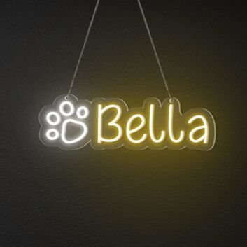 Brighten Your Space: Cat Paw Print Personalized Name Neon Sign for Home Decor, Bars, and Pet-Themed Celebrations.