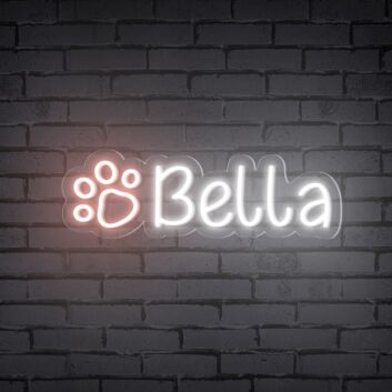 Brighten Your Space: Cat Paw Print Personalized Name Neon Sign for Home Decor, Bars, and Pet-Themed Celebrations.