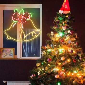 Weihnachtsglocken mit Stechpalmenblättern LED-Neonschild Wohnzimmer Weihnachtsdekoration