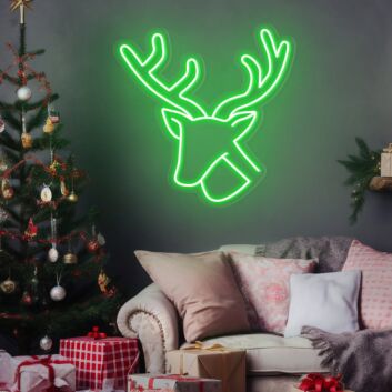 Rentierkopf mit Geweih LED-Neonschild Wohnzimmer Weihnachten