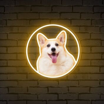 Customize Your Space: Neon Circle Portrait Personalized UV Neon Sign for Weddings, Bars, and Home Decor
