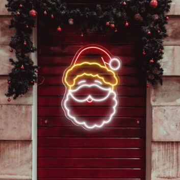 Weihnachtsmannkopf mit Mütze LED-Neonschild für Weihnachten Schaufenster