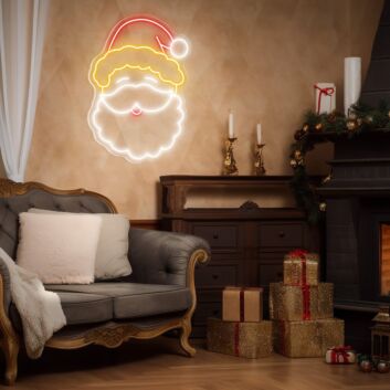 Weihnachtsmannkopf mit Mütze LED-Neonschild für Weihnachten Schaufenster