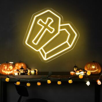 Sarg mit Kreuz LED-Neonschild für Halloween Party