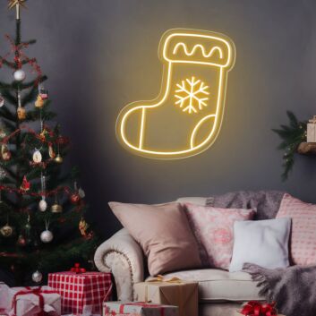 Weihnachtsstrumpf mit Schneeflocke LED-Neonschild Wohnzimmer Weihnachten