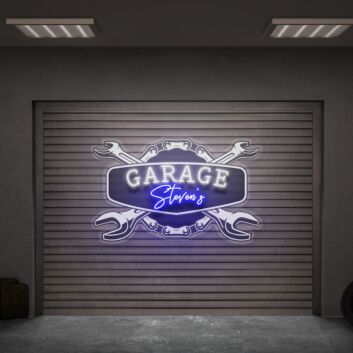 Personalisierbares Werkstatt Neonlicht mit Garage Design
