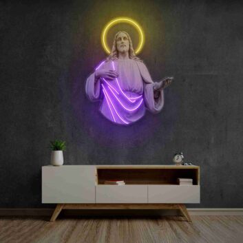 Heiligenfigur mit Heiligenschein LED-Neonschild mit UV-Druck Wohnzimmer Dekoration