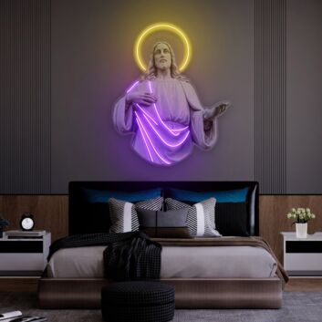 Heiligenfigur mit Heiligenschein LED-Neonschild Wohnzimmer Dekoration