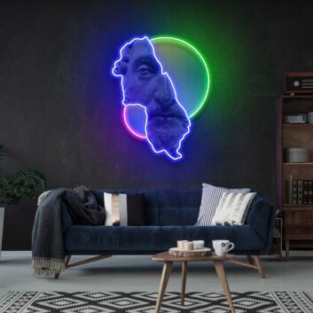 Planet mit Kontinentumriss LED-Neonschild Schlafzimmer Wohnzimmer