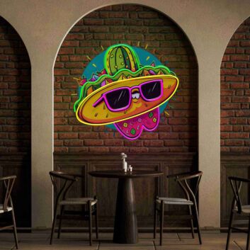 Taco mit Sombrero und Sonnenbrille LED-Neonschild für Restaurant Bar