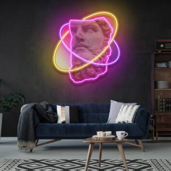 Abstrakte Form mit Neonringen LED-Neonschild mit UV-Druck für Wohnzimmer Lounge