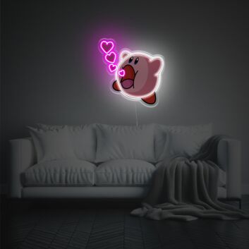 rosa Spielfigur mit Herzsymbolen LED-Neonschild mit UV-Druck Wohnzimmer Gamingzimmer